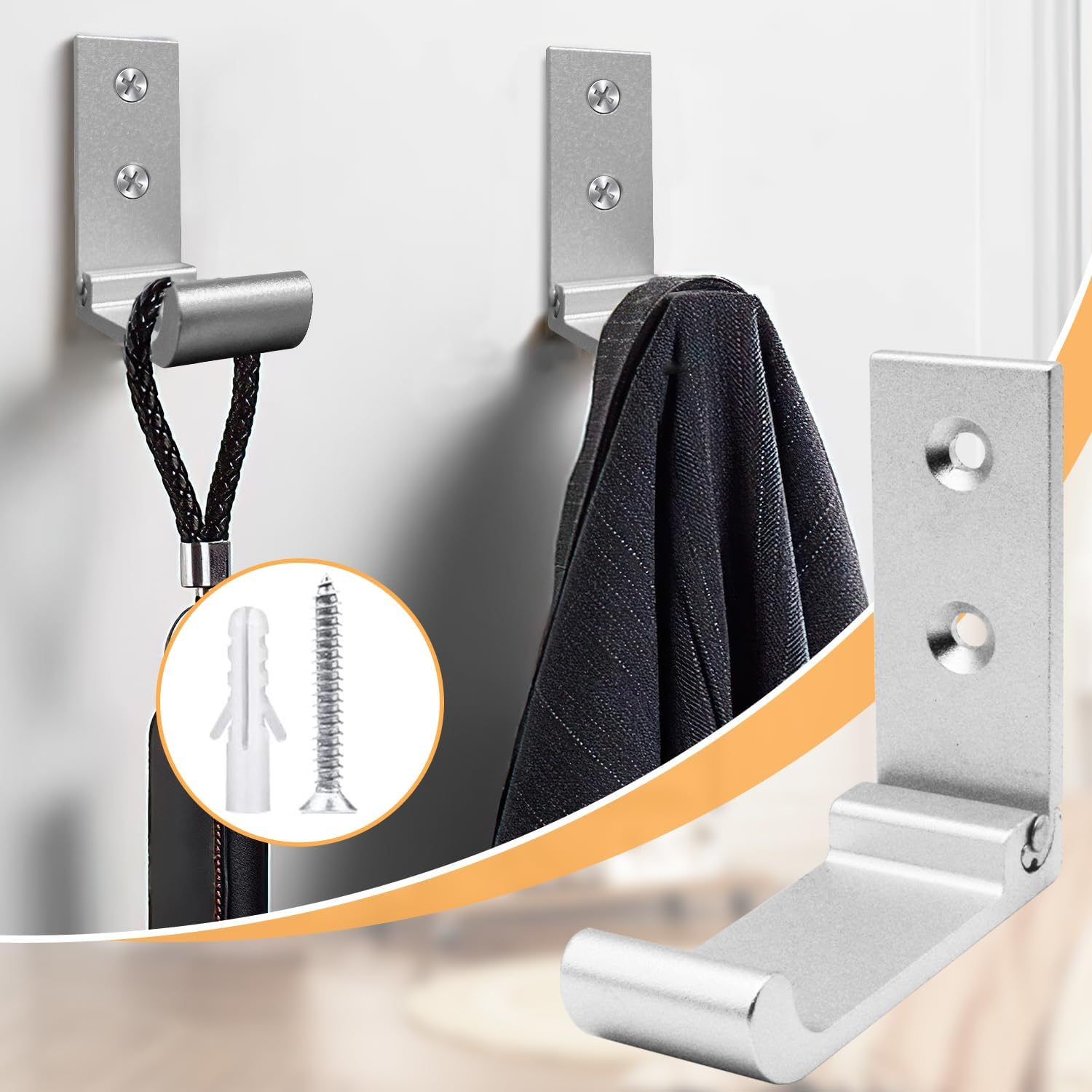 4 Ganci Pieghevoli In Alluminio Per Parete - Supporto Per Cuffie, Cappotti, Borse