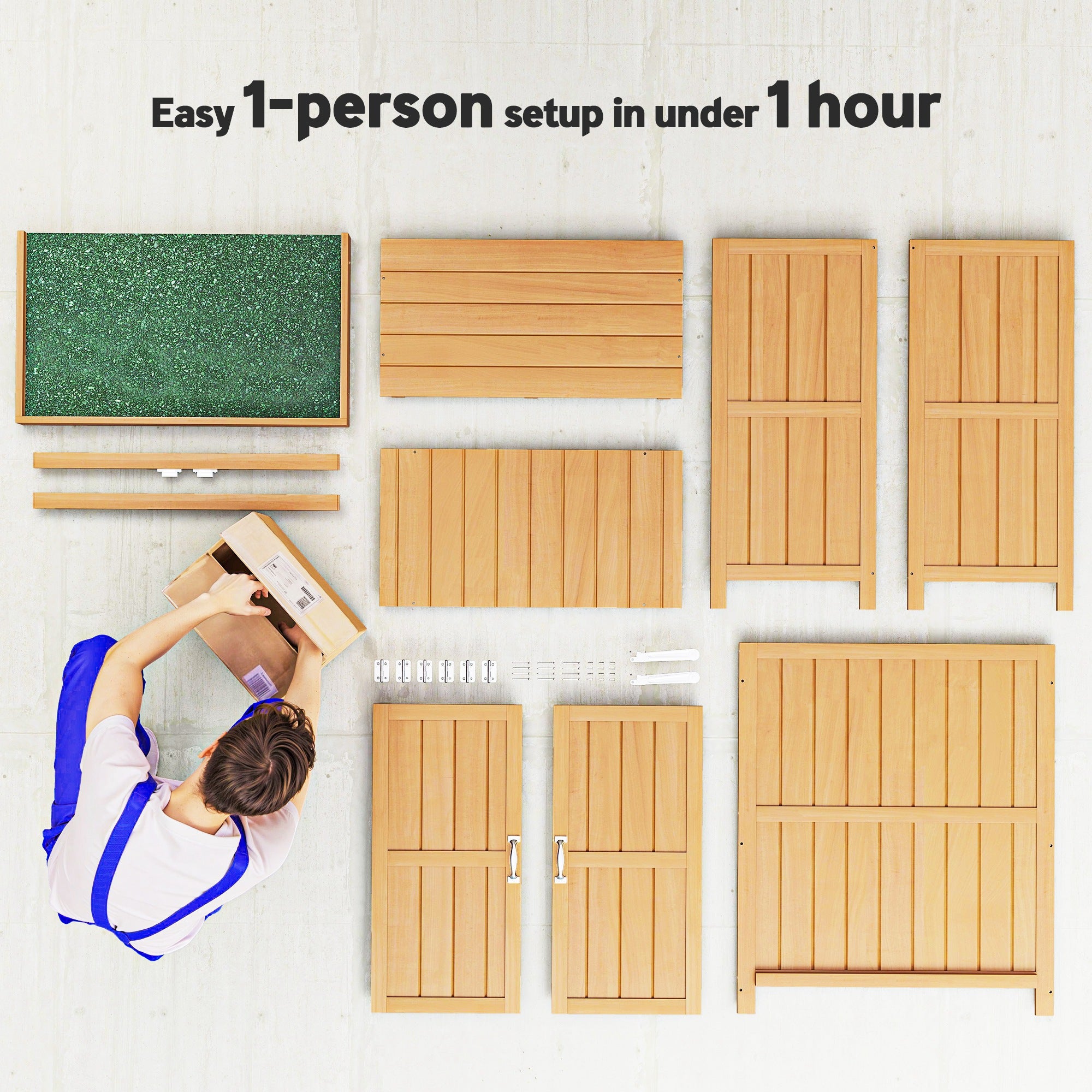 Outsunny Armadio Da Esterno Ripostiglio Da Giardino A 2 Ripiani Porta Attrezzi Con 2 Ante Legno 74 × 43 × 88cm - 8