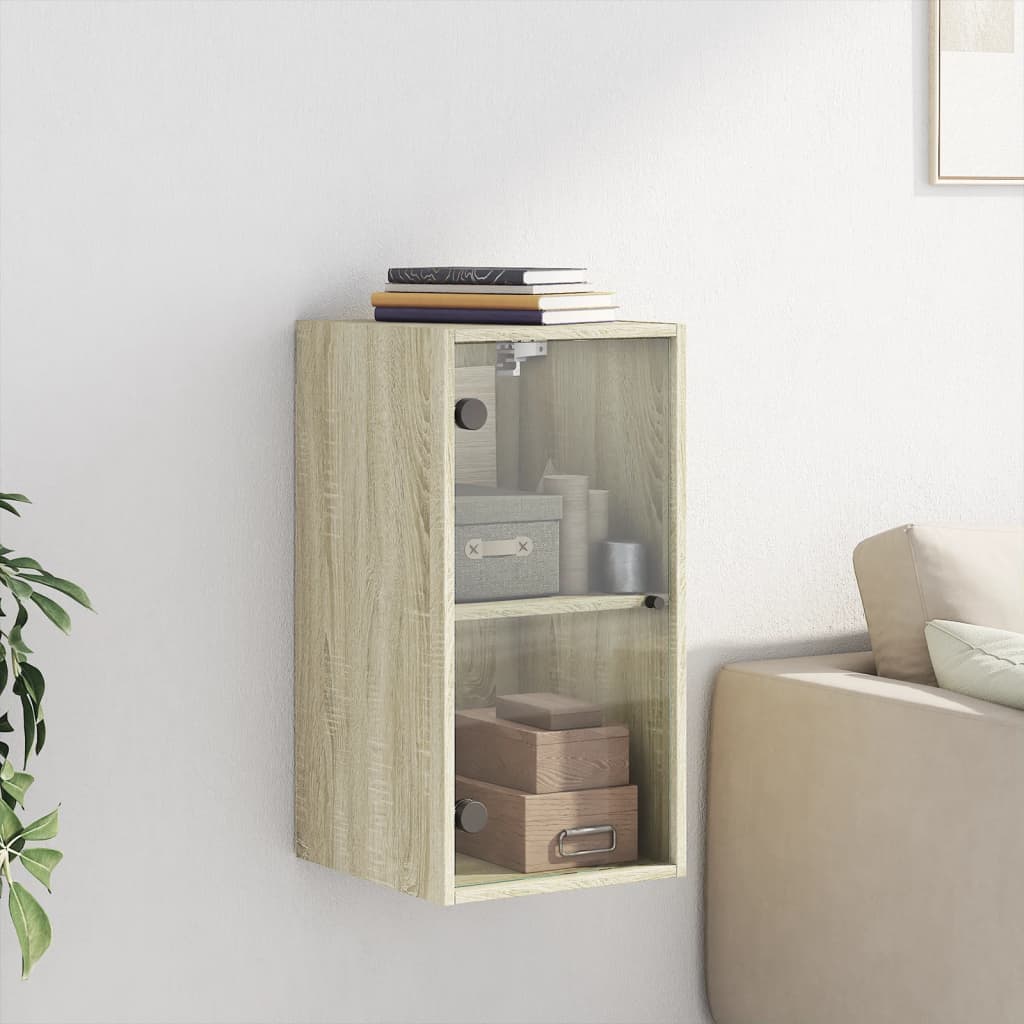Armoire Murale Blanche Avec Portes En Verre - 68,5x37x35 Cm - Neuf