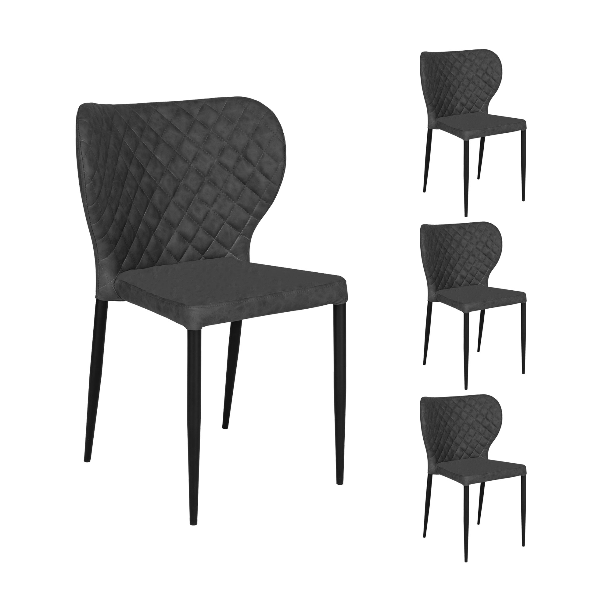 Pisa krzesło stołowe ciemny szary, czarny.