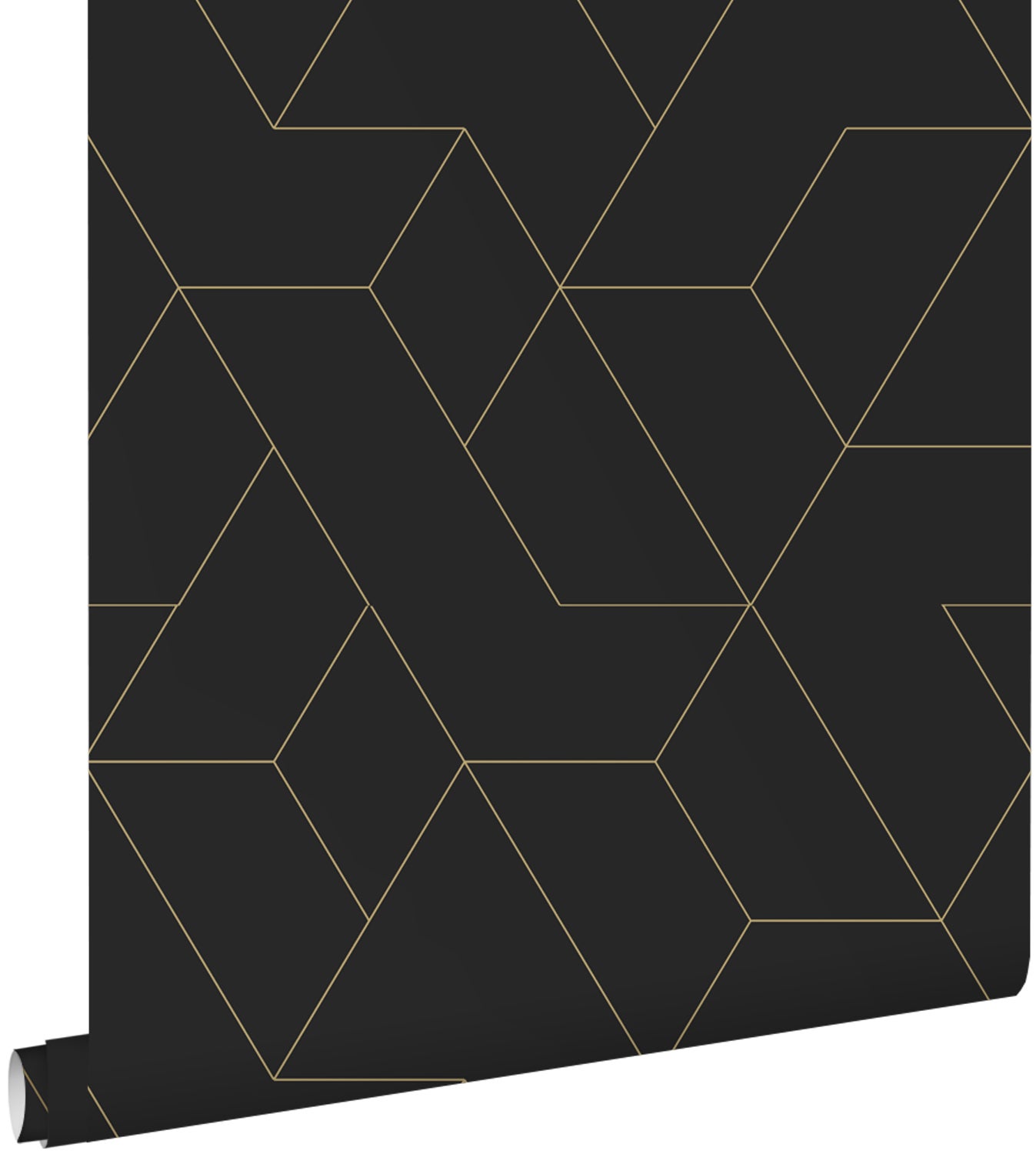Tapeta linie graficzne czarnymIzłotym - 50 x 900 cm - ESTAHOME