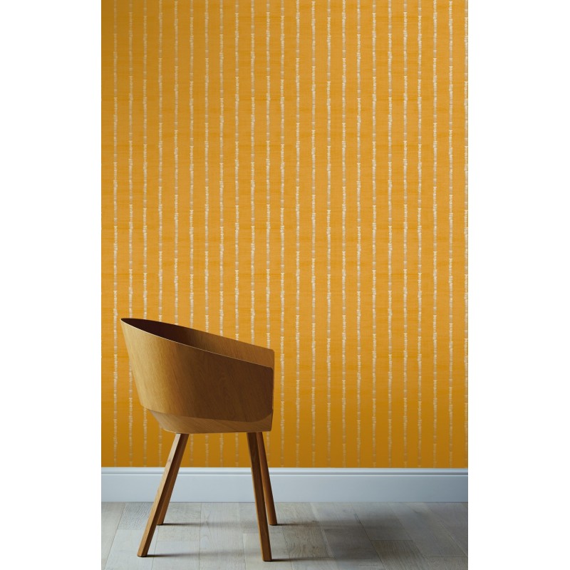 Papel pintado pared raya de estilo tribal - silk road stripe amarilla arthouse - rollo de 10 m x 0,53 m
