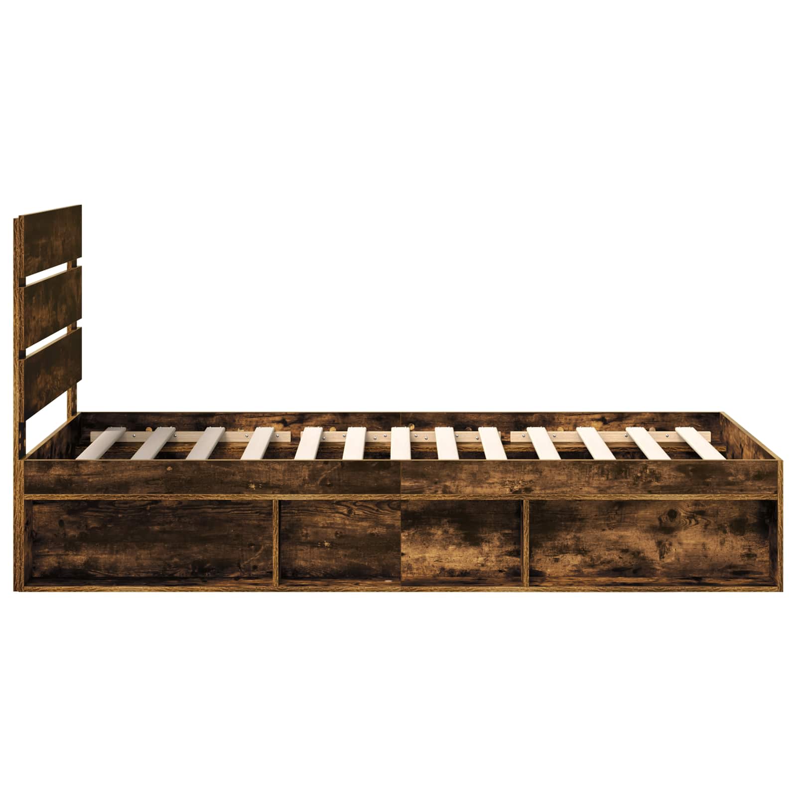 Cadre de lit chêne fumé 90 x 190 cm en bois de pin massif - 8