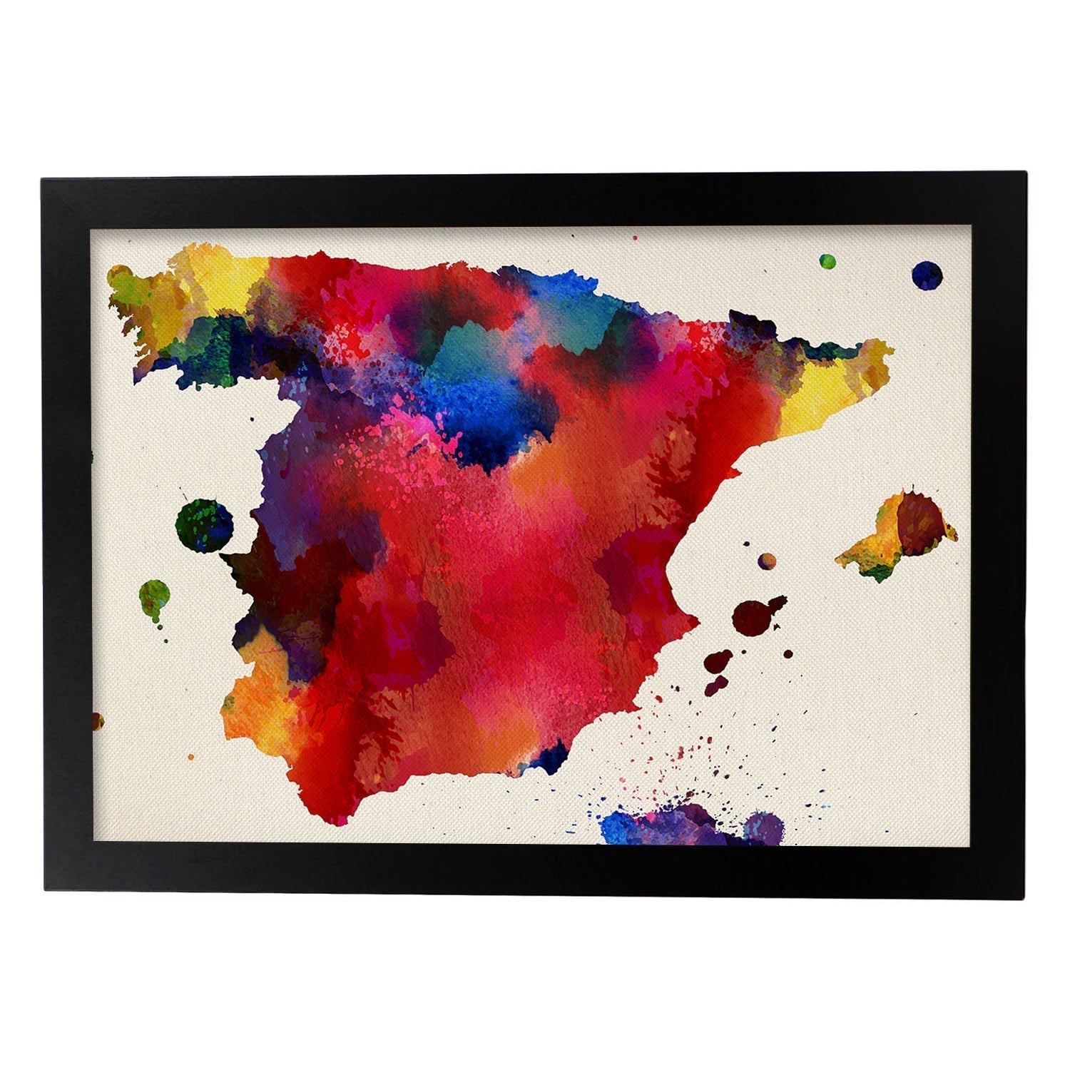 Poster de mapa espana. láminas e ilustraciones de ciudades, comunidades, y mapas de espana. marco negro - a3