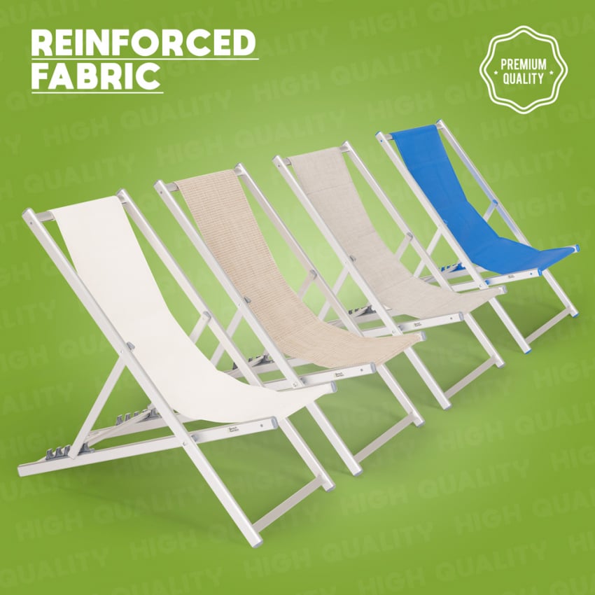 4 chaises de plage pliantes réglables en aluminium Riccione Gold - 9