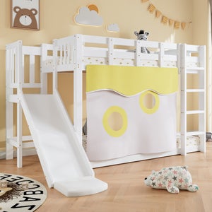 Letto A Soppalco Per Bambini Con Torre, Legno Di Pino, Bianco E Nero, 80x200 Cm | Leroy Merlin