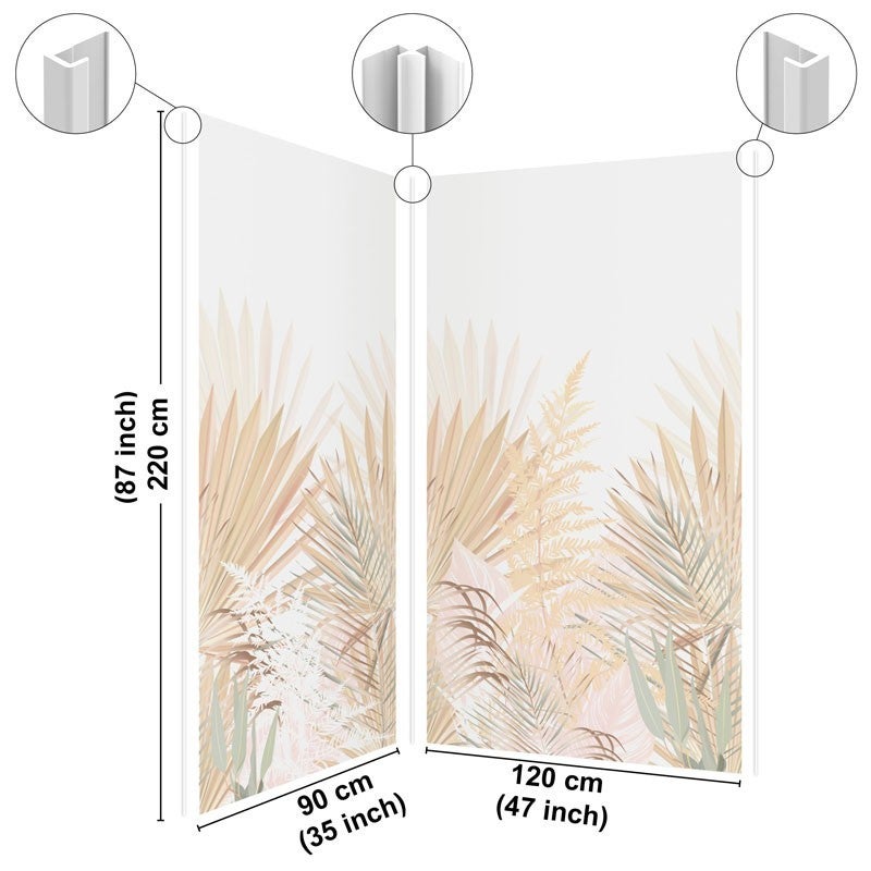 Panneaux douche PVC x2 (profilés inclus) - Motif végétal - Beige - Gaïa - 90x220 & 120x220 cm - 4