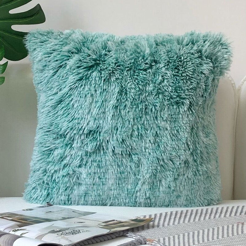 Lot de 2 Housses de Coussin 45x45 cm, Super Doux en Peluche, Housse de Coussin en Fourrure Artificielle pour Canapé et Chambre - 2