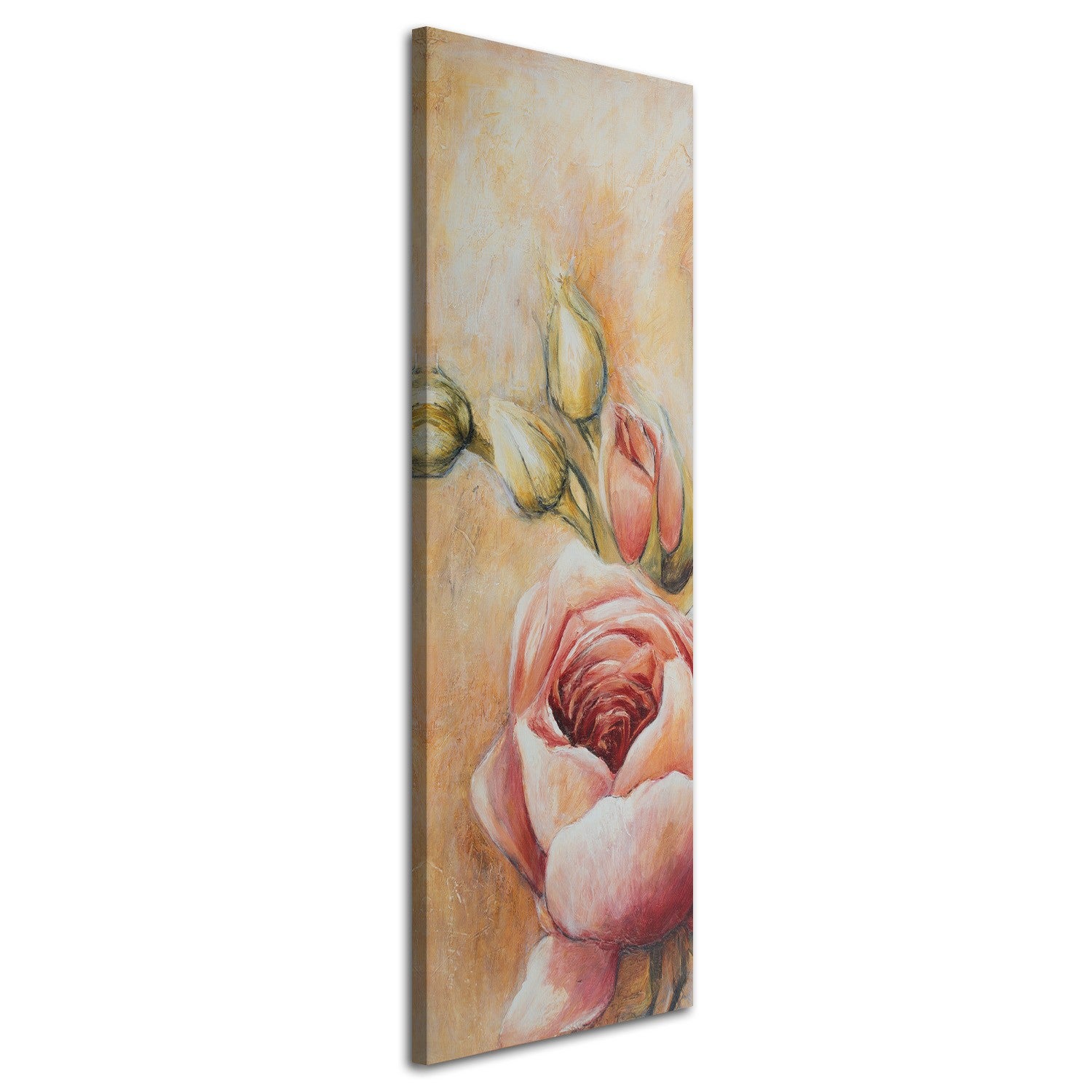 Obraz na płótnie, Różowe róże i pąki 40x120
