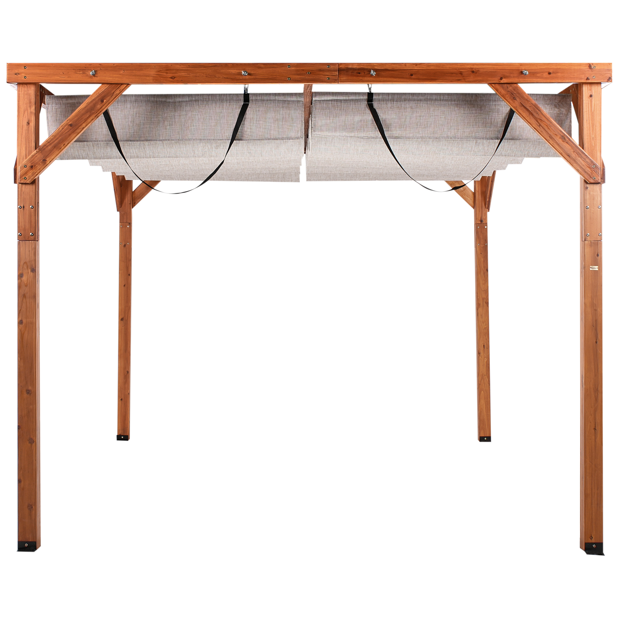 Beliani Cenador VILLAROSA Madera de abeto 320 cm 380 cm Marrón/Beige - 6