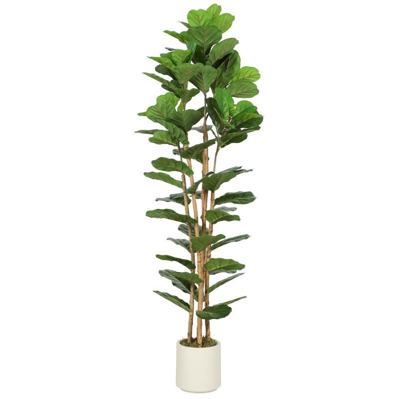 Plantă artificială smochin cu 91 de frunze ghiveci din lemn masiv 55 x 55 x 180 cm Verde, plastic, Avantaje principale