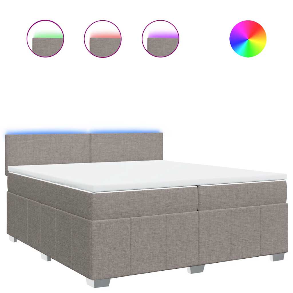 Lit boxspring avec matelas en tissu gris taupe 200x200 cm - COMFORTXL ...