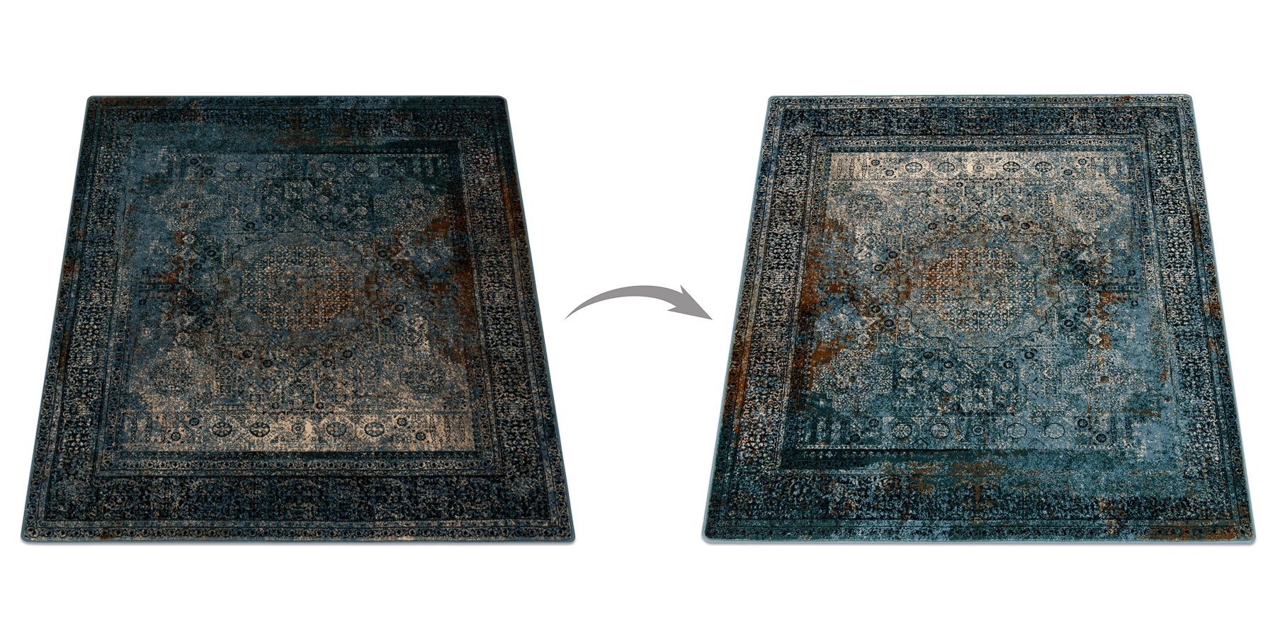 Dywan wełniany OMEGA MAMLUK Kwadrat - Rozeta vintage ciemny niebieski 200x200 cm - 3