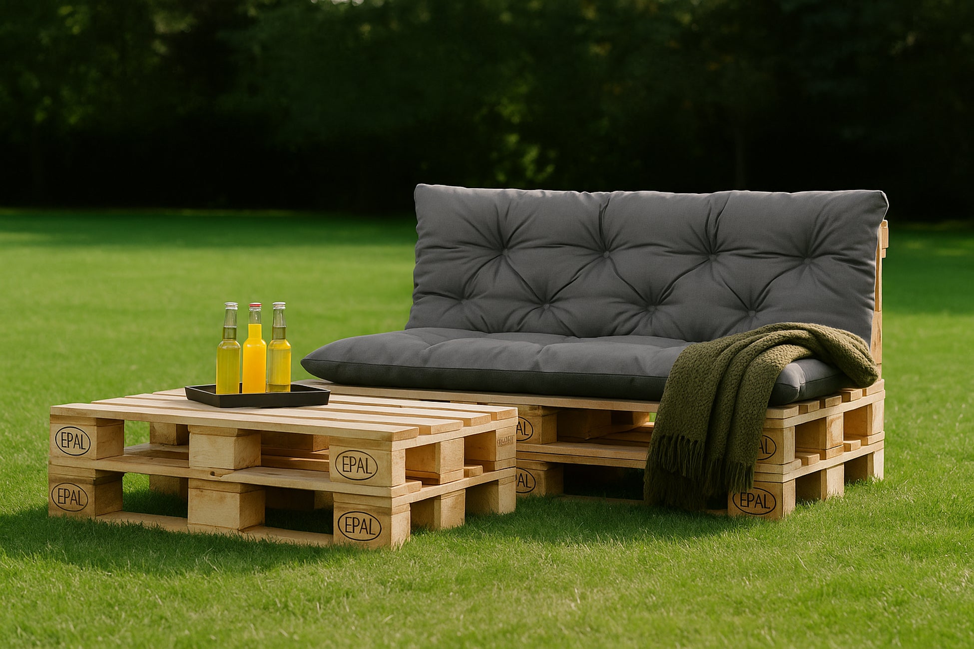 Conjunto Cojines para palets, Asiento 120 x 80 y Respaldo 120 x 50 cm Gris, cojines sofá/cojín palet interior/exterior, SETGARDEN - 4