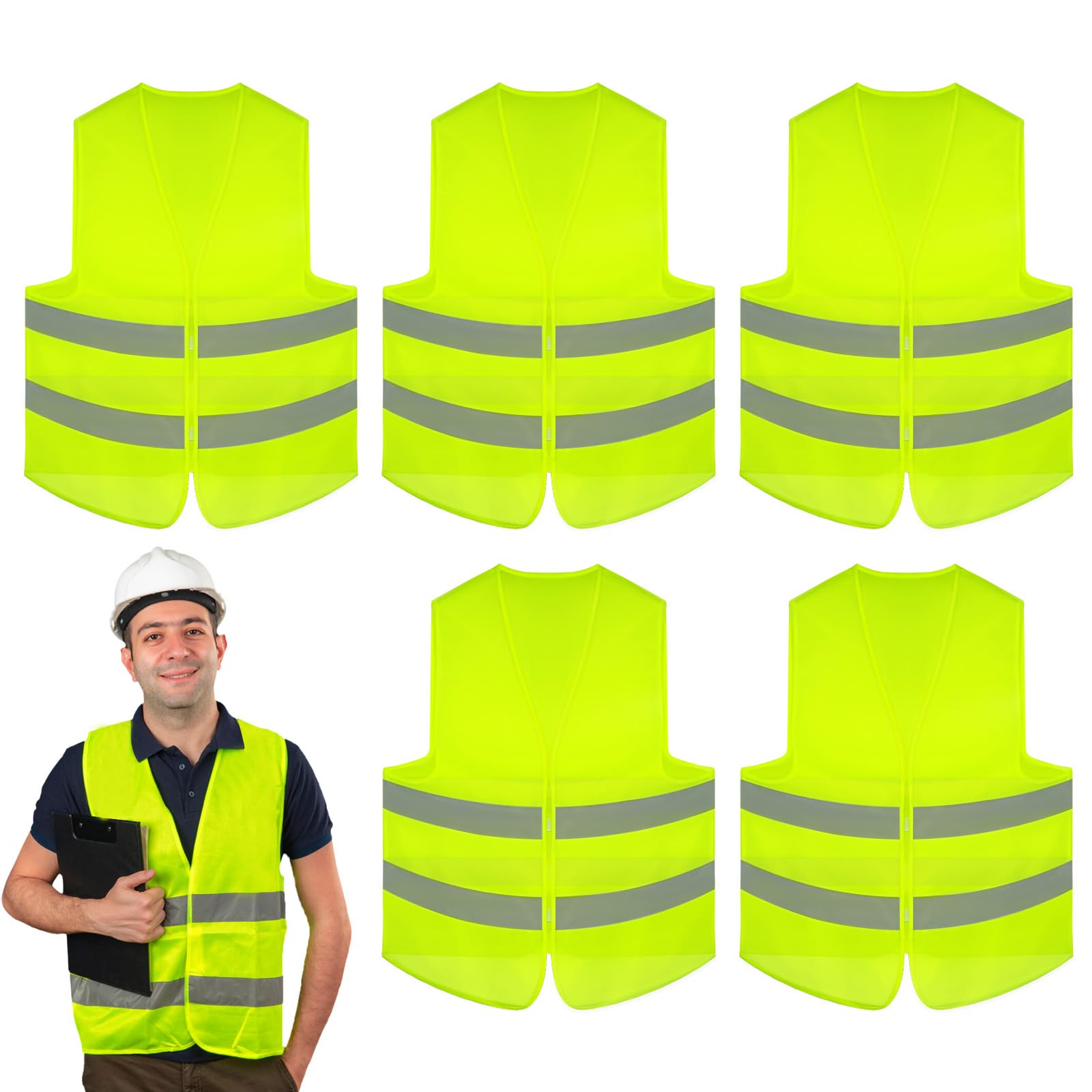 Gilet De Sécurité Haute Visibilité Jaune 2XL - Norme ANSI Classe 2, Avec Bandes Réfléchissantes