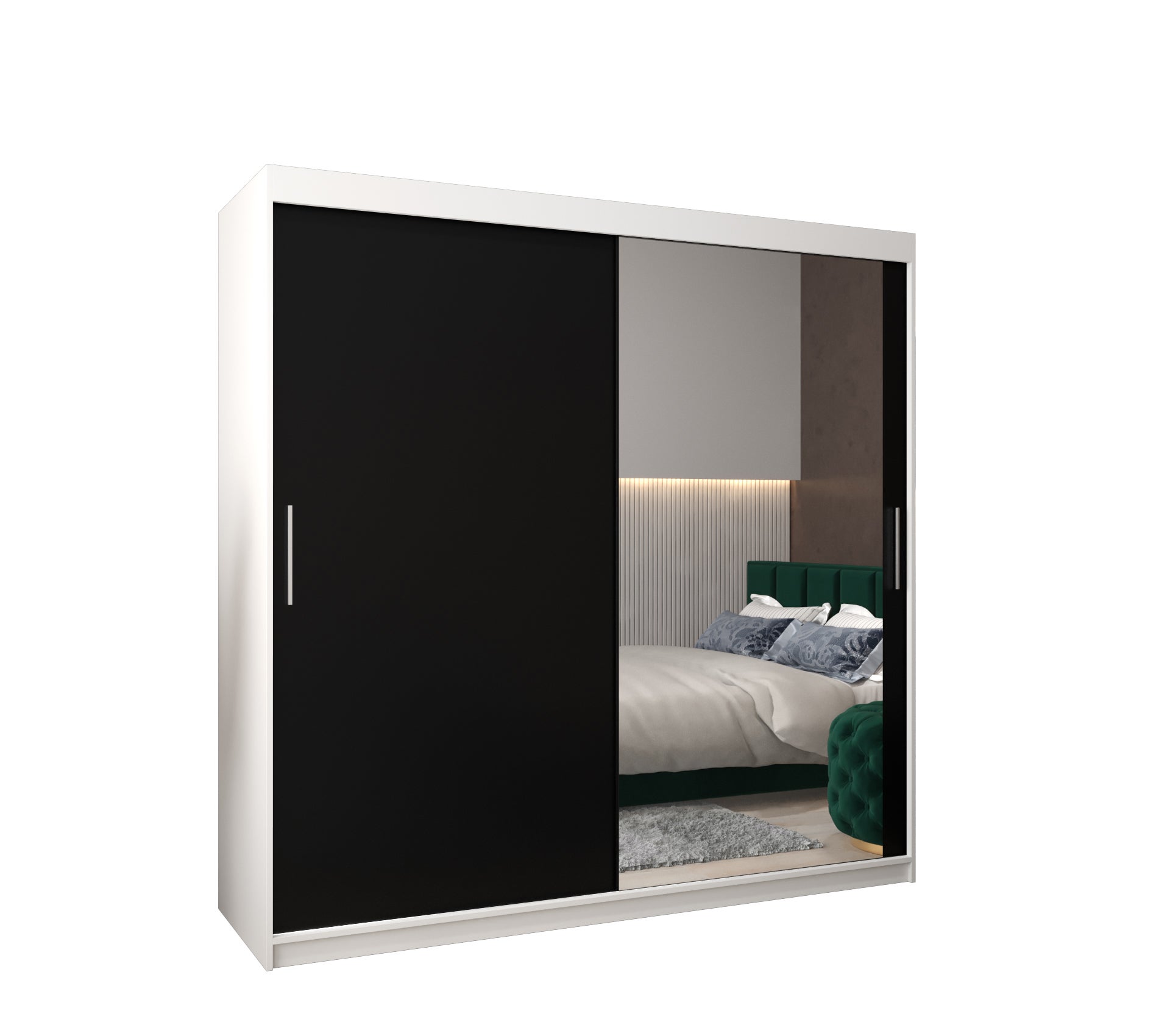 Szafa przesuwna garderoba TOKYO 2 200 x 62 x 200 cm Biały + Czarny - Abiks Meble