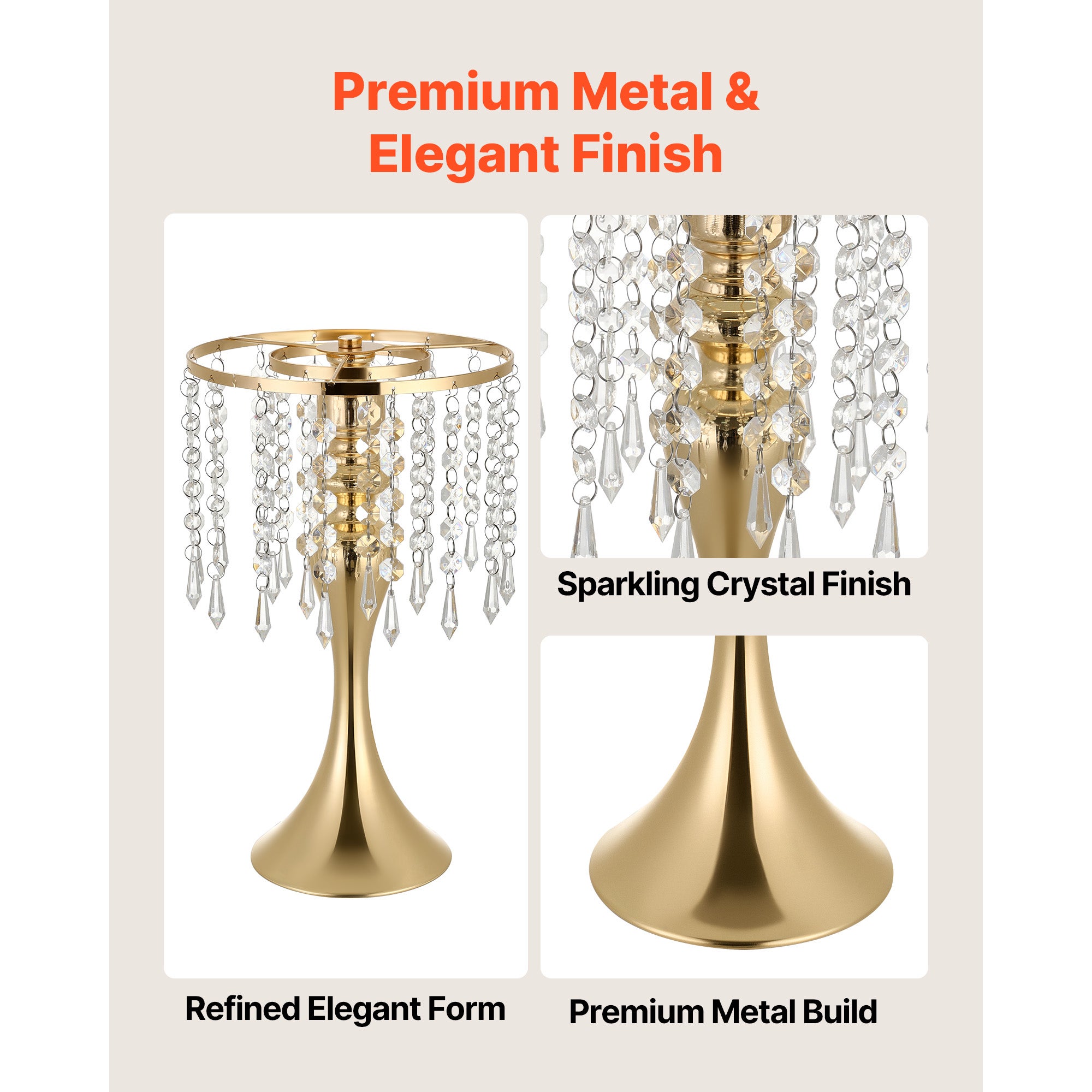 Lot de 20 vases en metal SucceBuy pour mariage, hauteur 33,5 cm, supports pour arrangements floraux, banquets, fetes, decoration interieure - 4