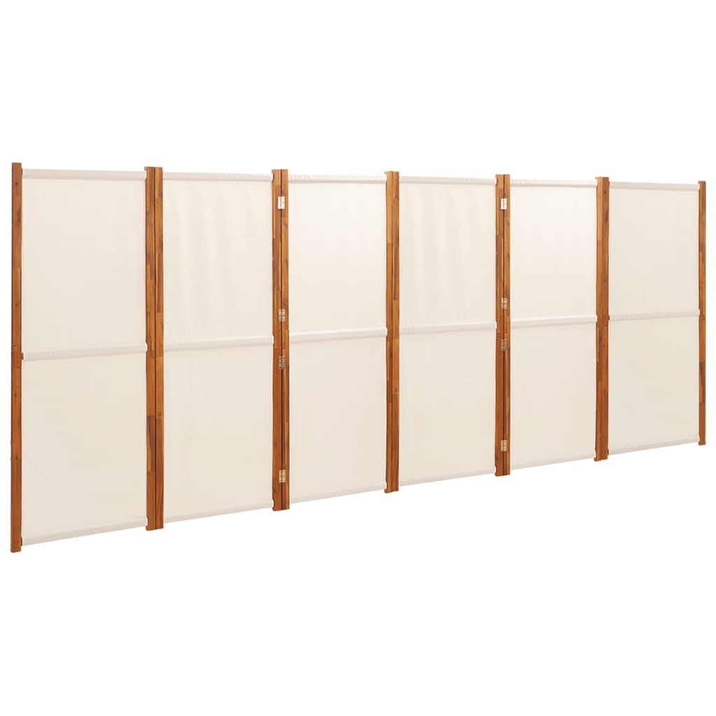 Biombo separador divisor - de 6 paneles blanco crema 420x180 cm