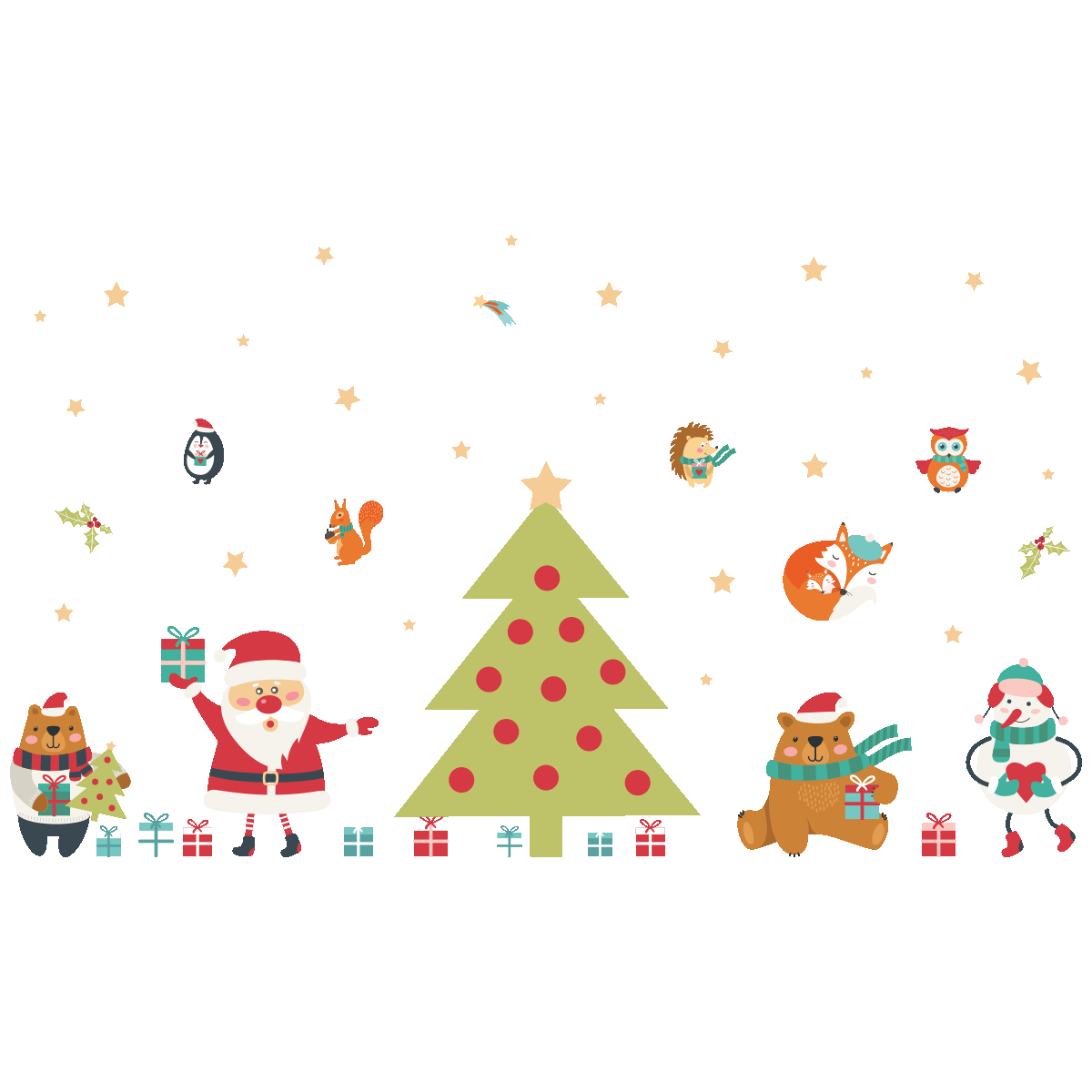 Sticker Noël le père noël et le sapin magique - Autocollants stickers adhésifs noël - décoration fêtes - 100x150cm - 2
