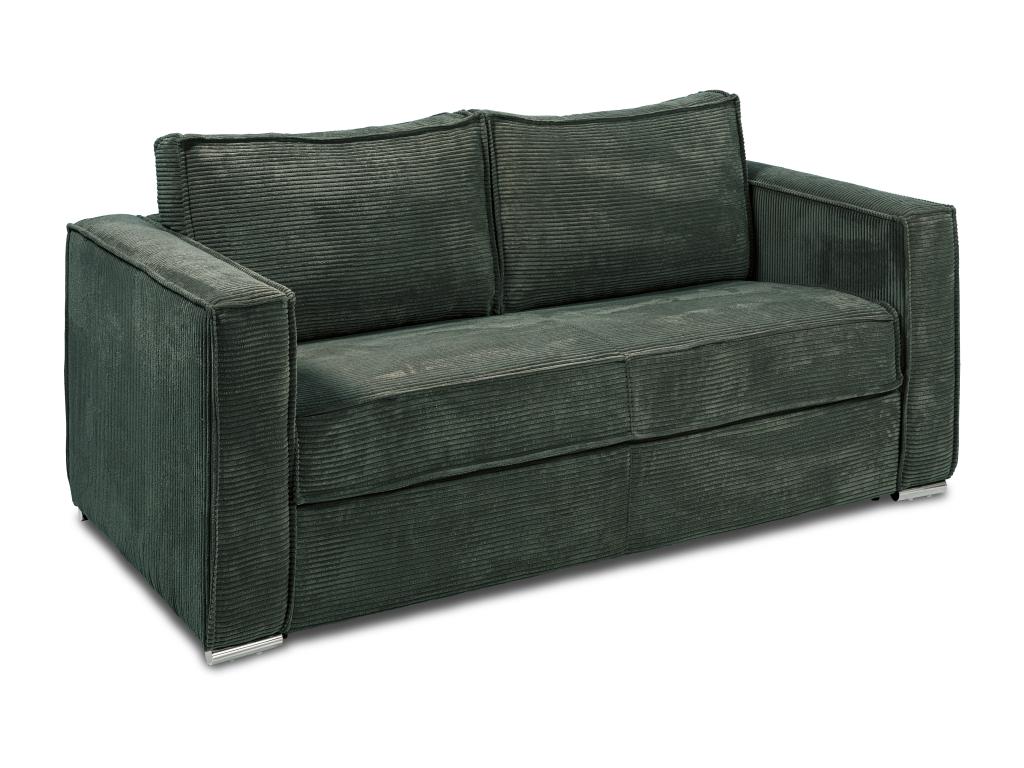 Sofá cama de 4 plazas de pana verde pino - medidas 160 cm - colchón de 18 cm loreto