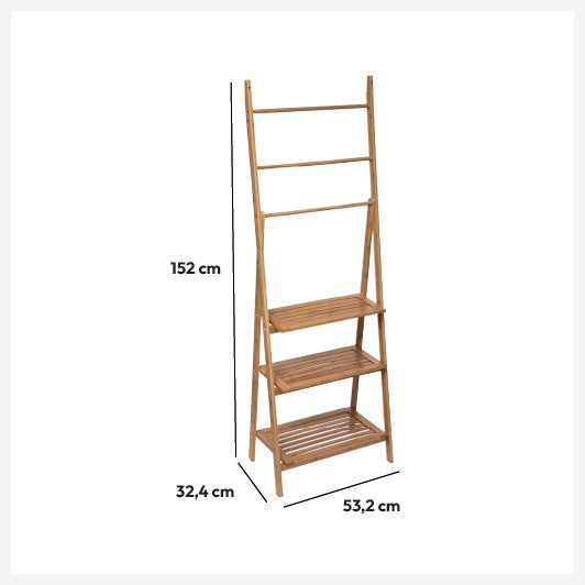 Étagère porte-serviette 3 niveaux bambou - 5five - 7