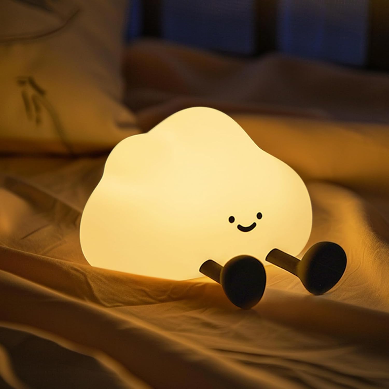 Silikonowa lampka nocna w kształcie chmurki, ściemnialna lampka LED z funkcją dotyku, lampka nocna ładowana przez USB, miękka lampka do pokoju dzieci