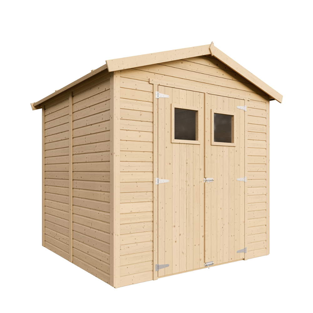 Abri de Jardin en Bois Naturel PLUS LES PLANCHERS IMPRÉGNÉ - Stockage extérieur avec fenêtres H228x222x233 cm/4,2 m² - TIMBELA M351+M351G - 4