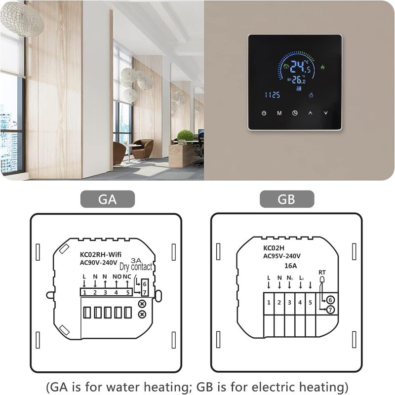 Thermostat Intelligent Connecté Wi-Fi pour Chauffage Électrique, Affichage LCD, Contrôle à Distance par Application, Chauffage Souterrain - 3
