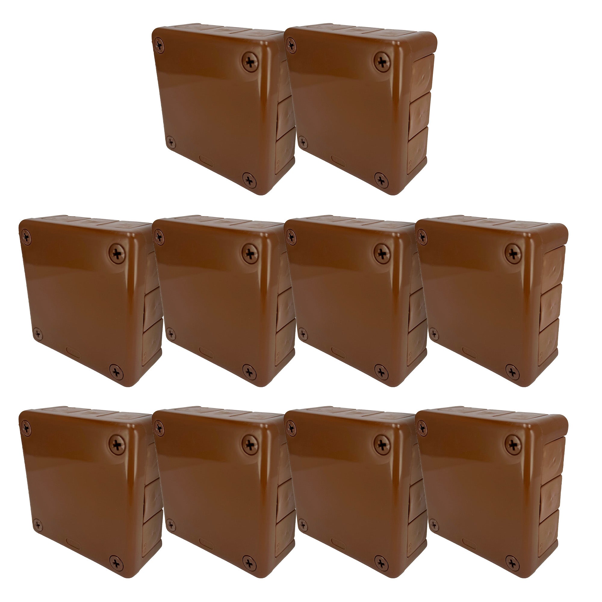 Puszka natynkowa hermetyczna 118x118x46mm 12-wlotowa, z dławikami gumowymi, IP55 zamknięcie "na wkręty", brązowa EDO 10 szt.