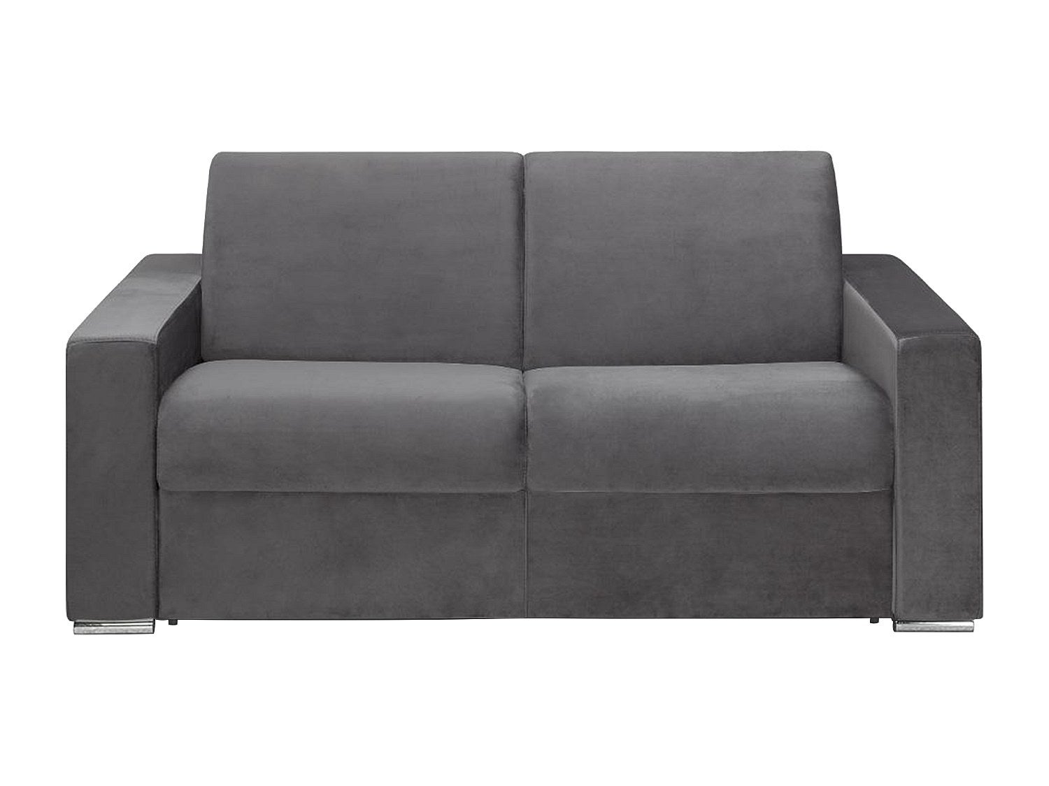 Kanapa 2-osobowa rozkładana z weluru CALITO - Kolor antracytowy - Łóżko 120 cm - Materac 18 cm