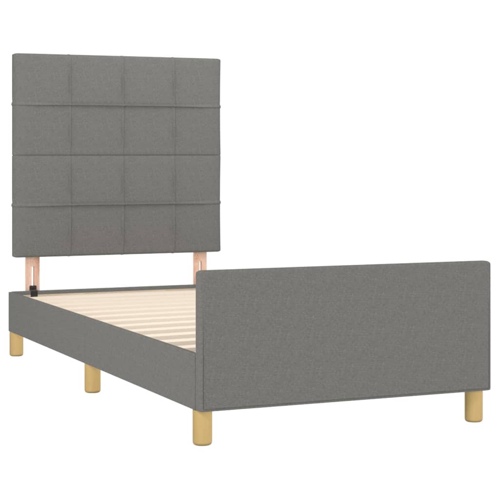 Cadre de lit sans matelas gris foncé 100 x 200 cm tissu - 4
