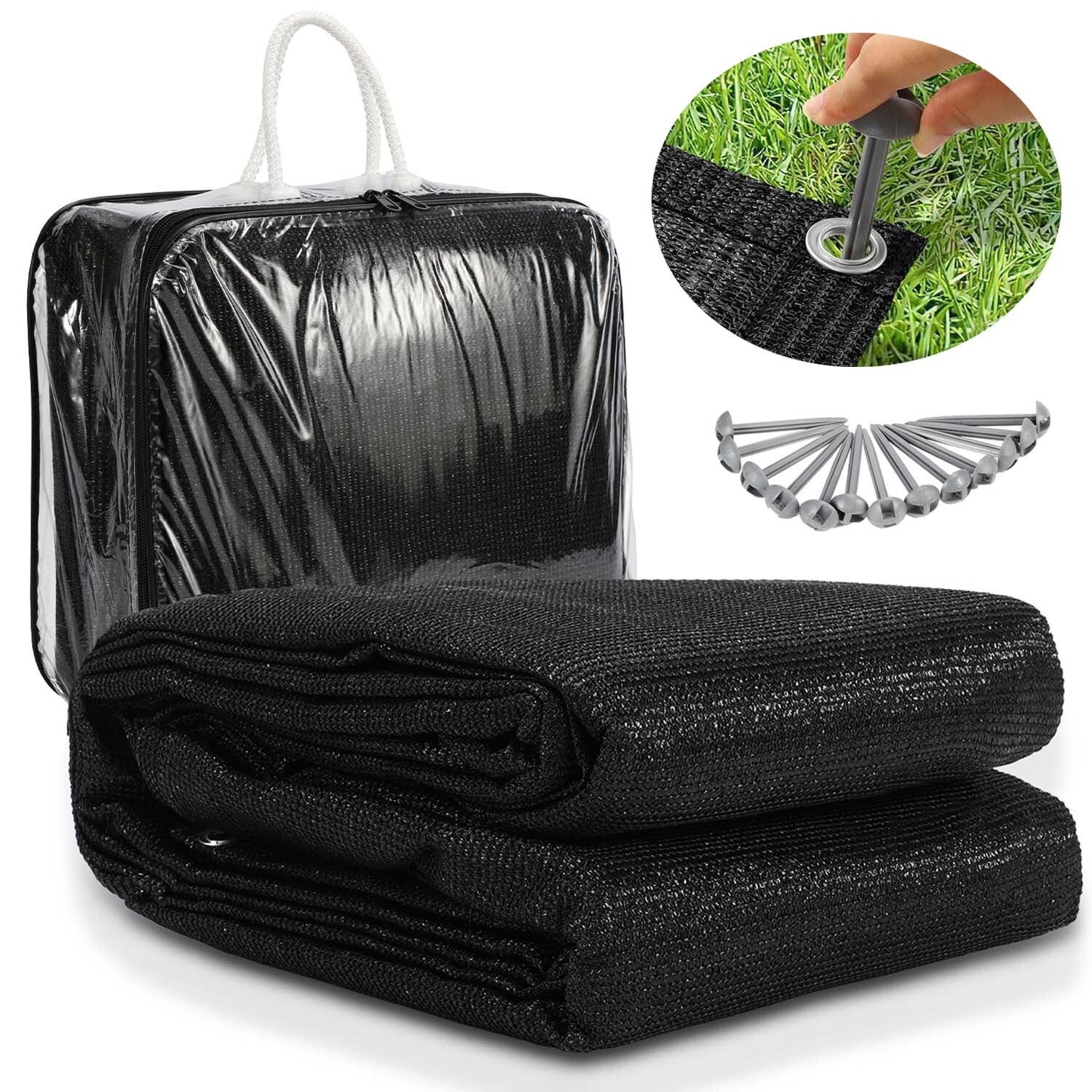 Dywanik campingowy 200x200 cm HDPE PEHD Czarny Stylowy dla wycieczek miejskich