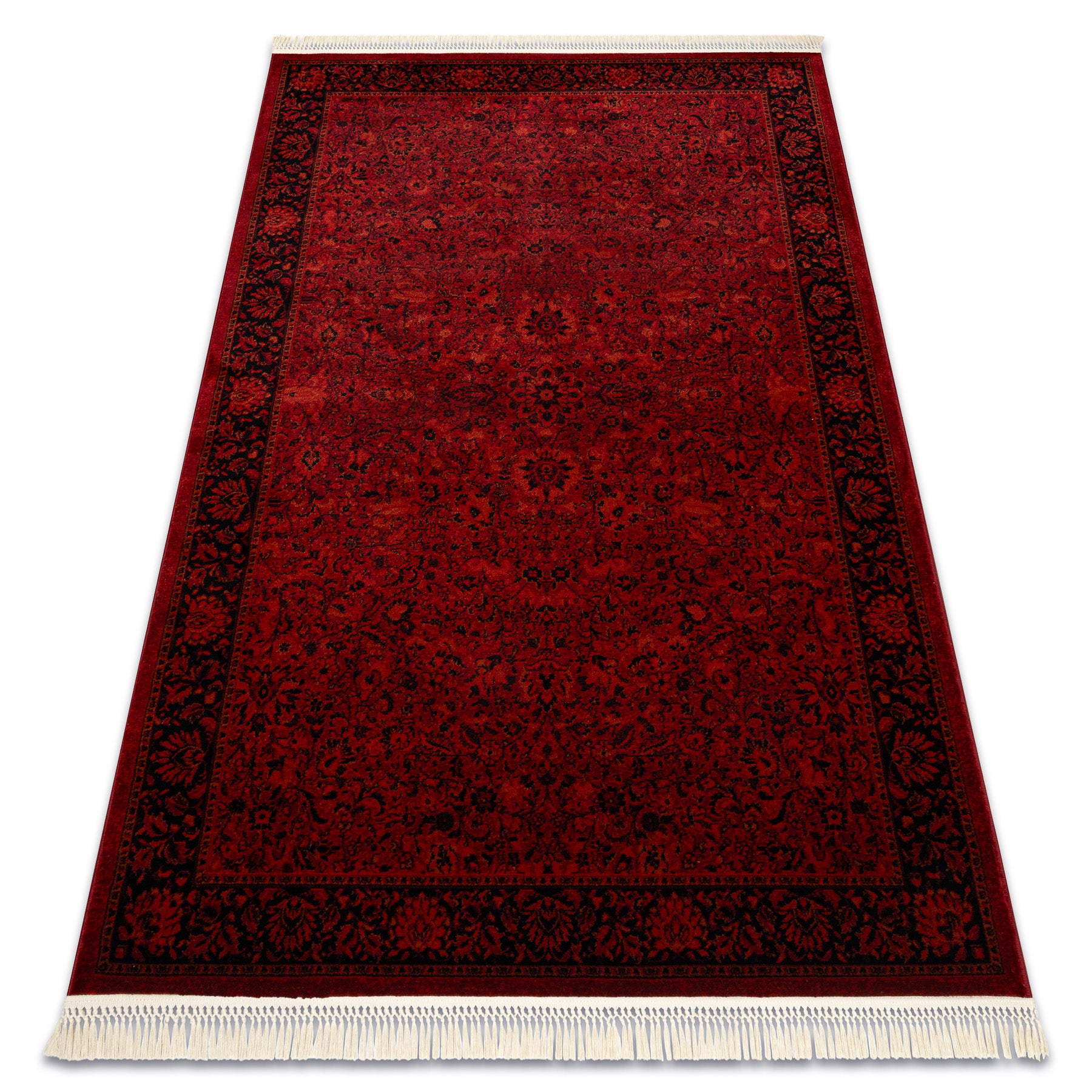 Dywan ORIENT 5125 bordo / czarny Ramka, klasyczny, ornament, z frędzlami 200x290 cm