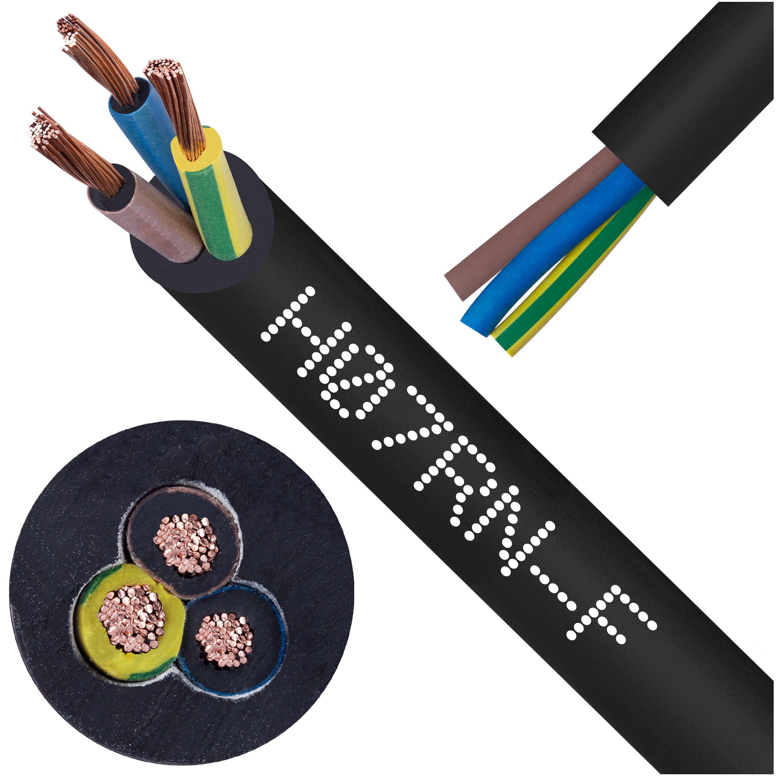 Kabel przemysłowy gumowy OnPD / H07RN-F 3x2,5mm2 czarny 450/750V zewnętrzny olejoodporny linka Elektrokabel 50m