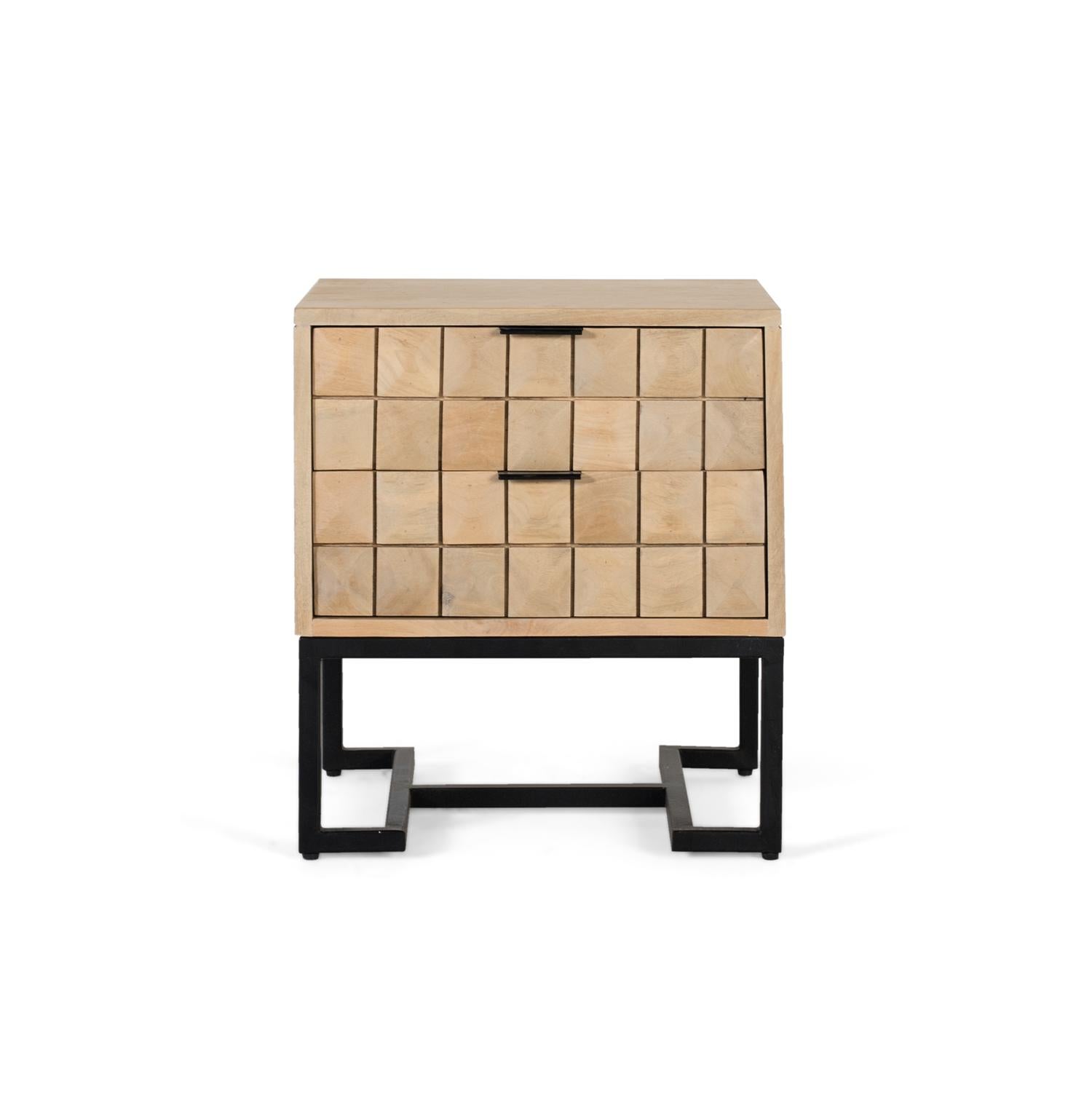 Table de chevet faite à la main z drewna manguier z naturalnym słojem