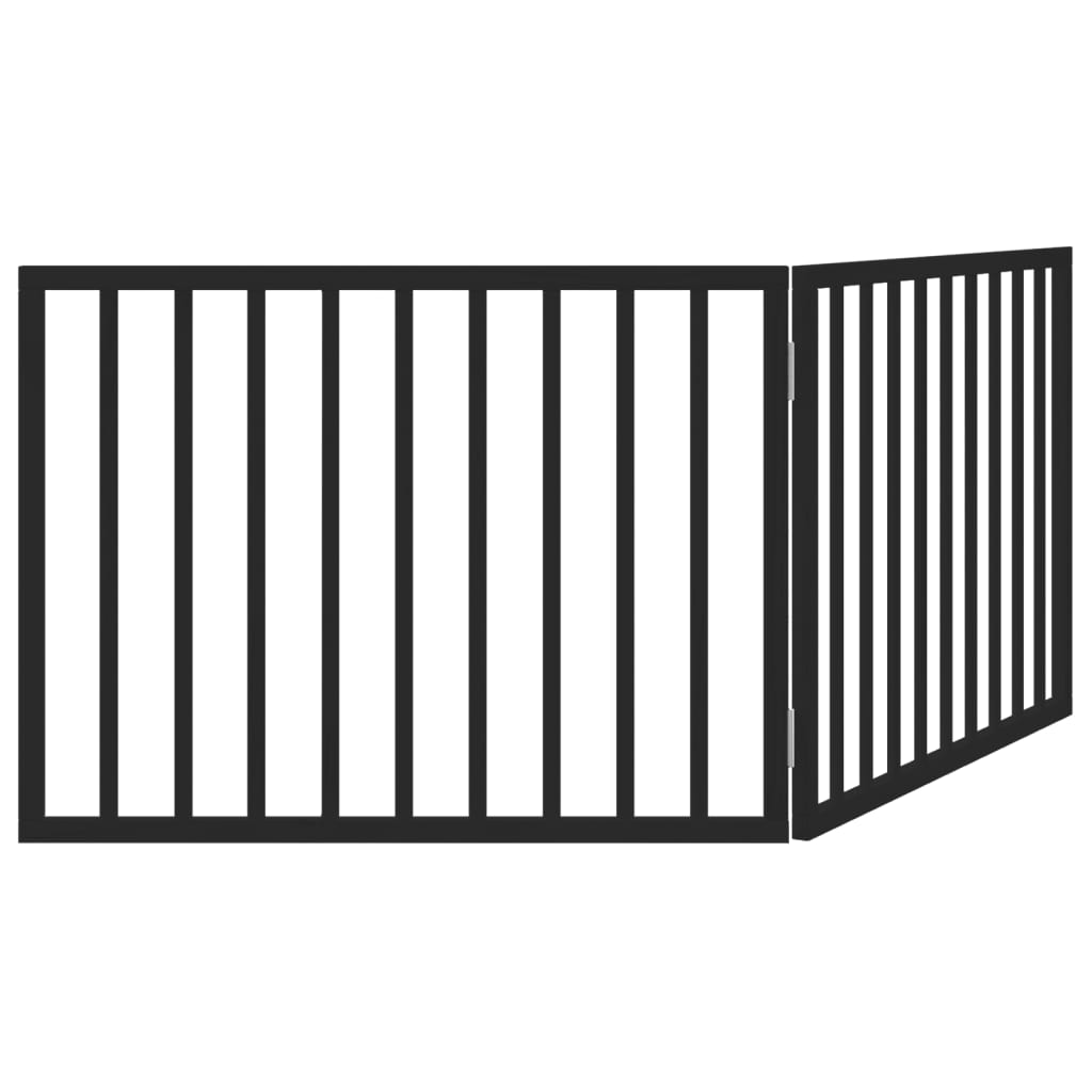 Portão p/ cães | Barra de segurança dobrável 2 painéis 160 cm madeira de álamo preto CFW95648 - 6