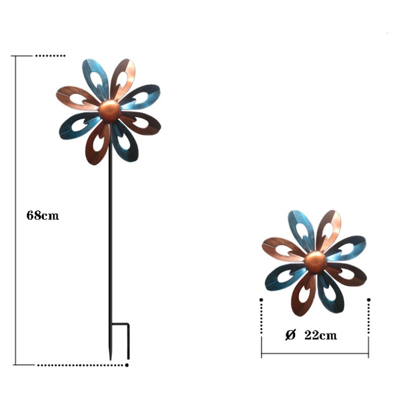 Mulino a vento in metallo Spinner Yard Art Outdoor Garden Palo Parco ruotabile per cortile esterno Paesaggio Strada Via Patio Decor