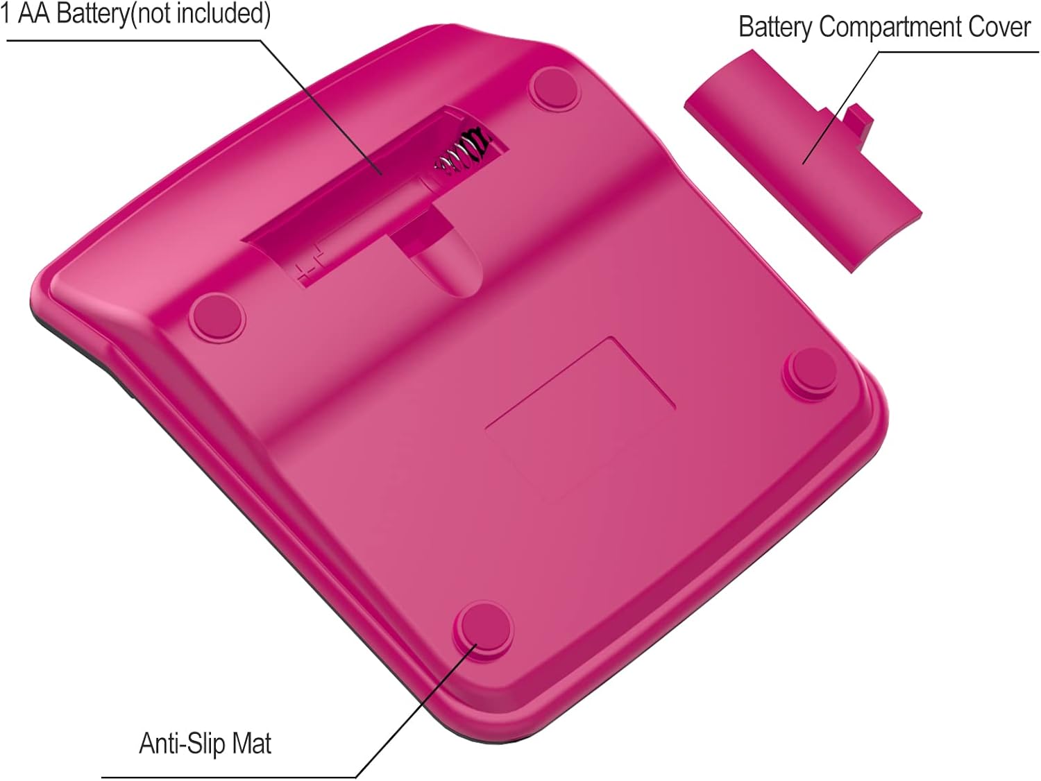 (14,7*12*4,8 cm) Calcolatrice da tavolo solare rosa rossa - Ampio schermo LCD a 12 cifre, Mini calcolatrice con funzioni standard - 3