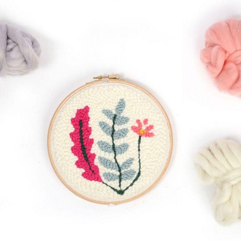 Kit ricamo Punch needle Ø 20 cm - Vegetale - 3