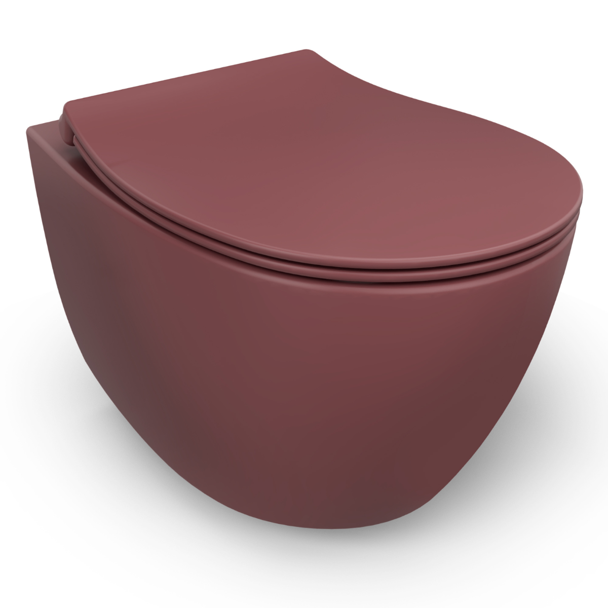 Isvea WC Suspendu avec Toilette Rimless Couleur Bordeaux Avec Abattant Softclose