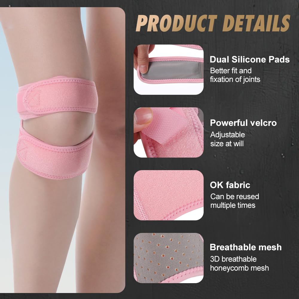 Lot de 2 genouillères réglables – Genouillère pour l'arthrose – Genouillère orthopédique pour coureurs et joueurs de tennis (Gris, Noir) - 5