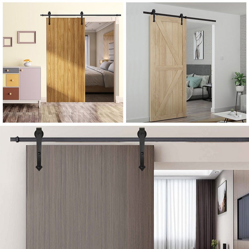 Système de porte coulissante Ensemble d'accessoires pour Rail au sol Rail de porte à rouleau en bois Verre 150kg Pfeil 183CM - 3