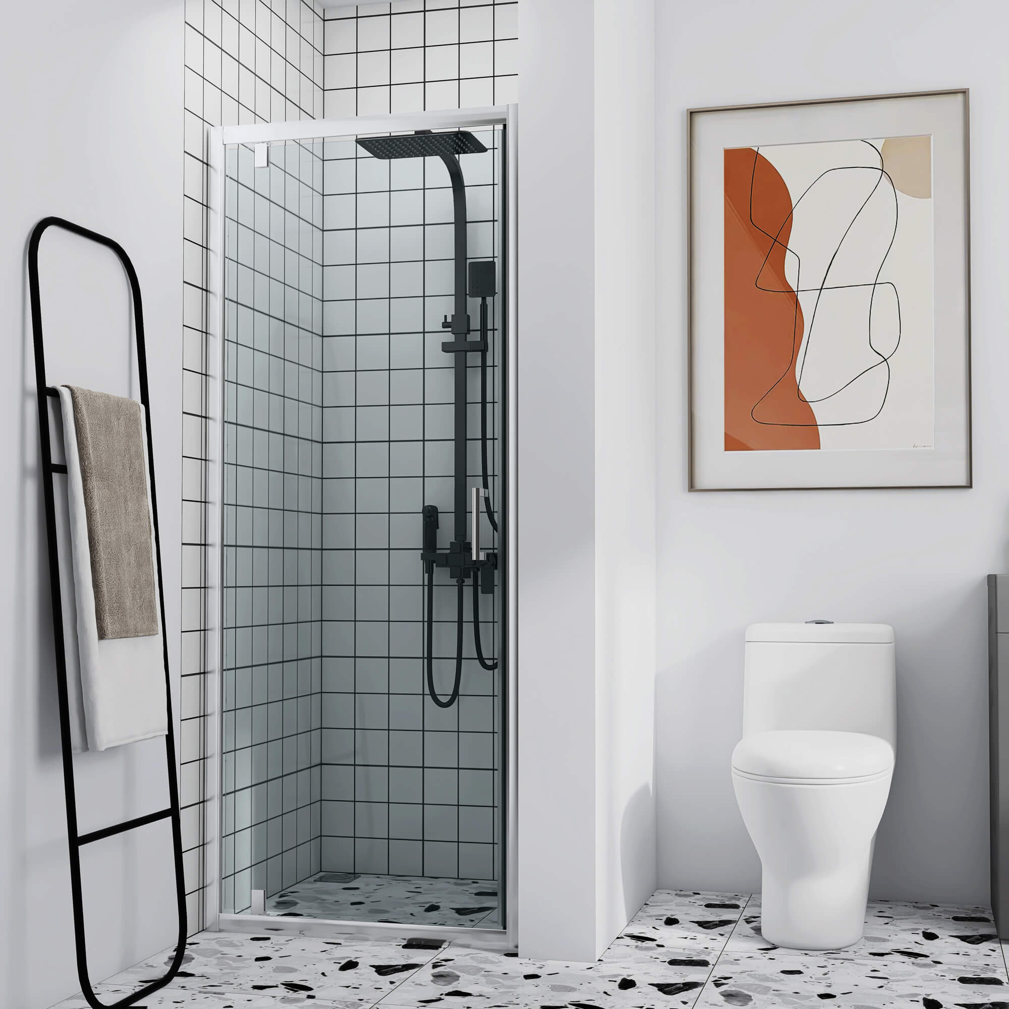 Siro - Box doccia per nicchia 80 cm con anta a battente cromo ...