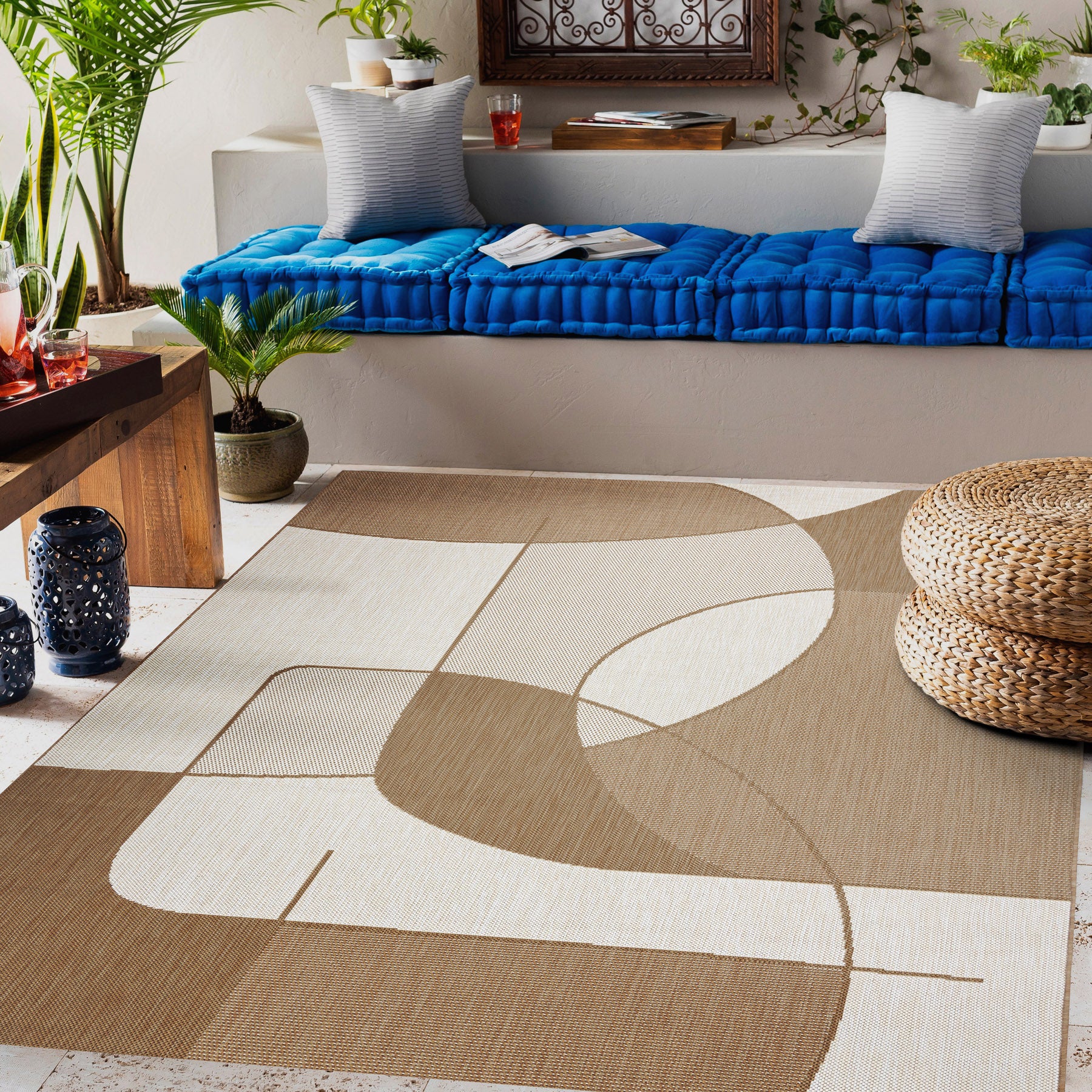 FLAT 48982265 Tapis sisal Géométrique - couleur paille beige naturel, ficelle 160x230 cm - 4