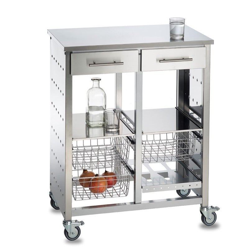 Don Hierro , Carrito De Cocina Malmö Inox Con Ruedas, 2 Cajones Y 3 Cestas Extraíbles , Leroy Merlin