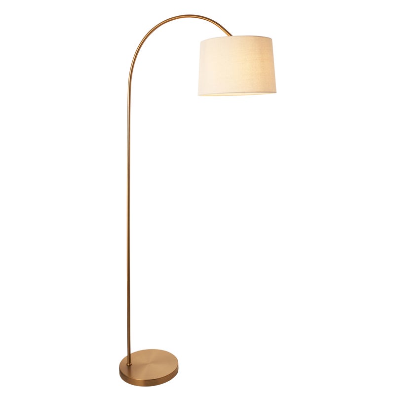 Lampa stojąca regulowany kąt abażura CARLSON mosiężno-kremowa 1xE27x10W metal wym:163,5x35x69,5cm IP20 Endon