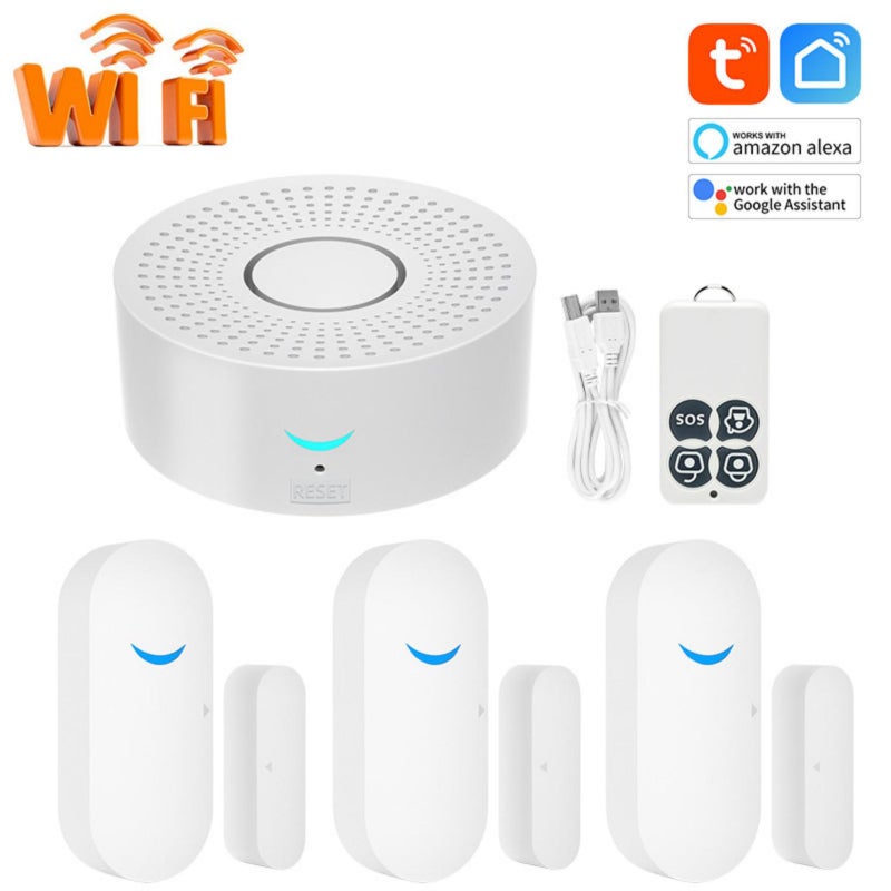 Kit alarme sécurité intelligente Tuya WiFi, détecteur porte-fenêtre multifonction, compatible Google Assistant et assistant vocal - 5