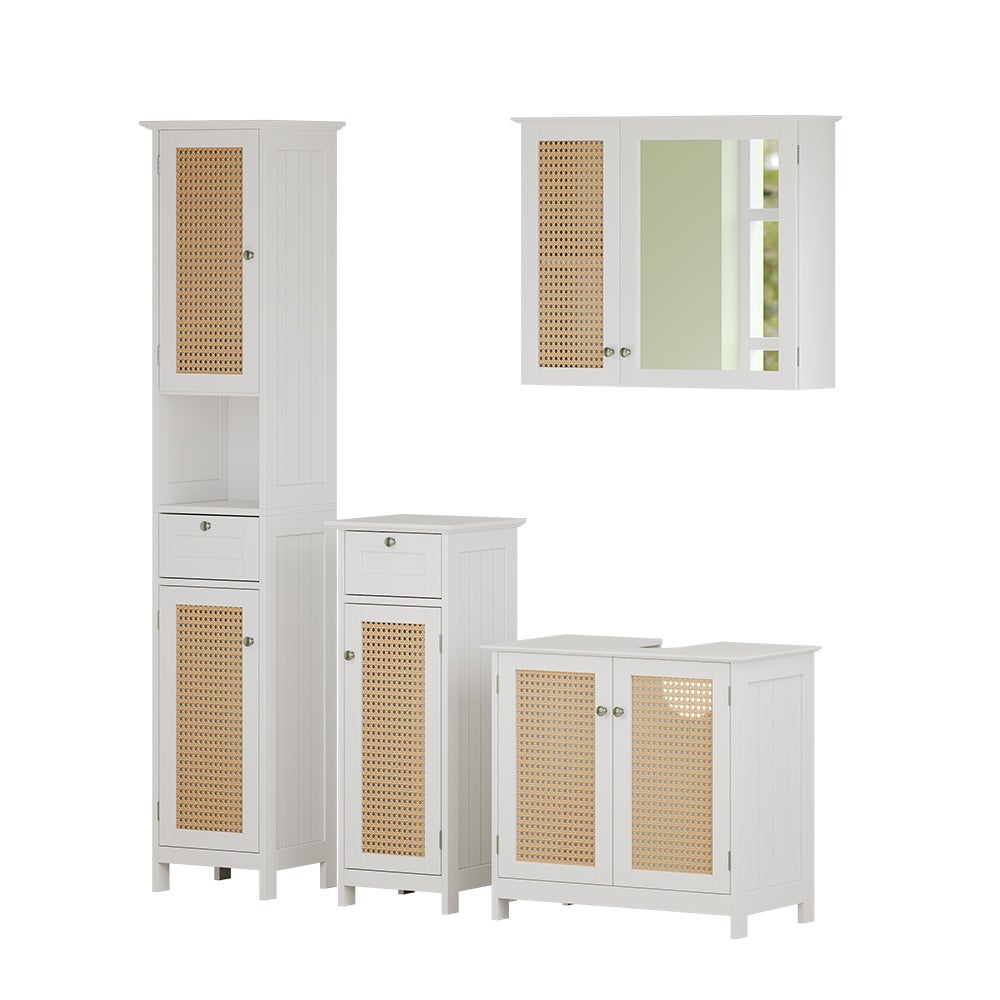 Vicco Zestaw mebli łazienkowych Rosario, Biały, 4-częściowy, z wysoką szafką