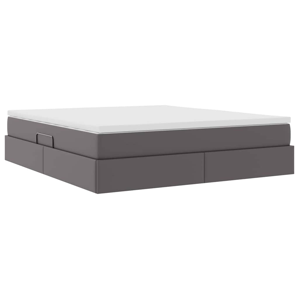 Lit avec rangement et matelas, en similicuir gris, pour la chambre, 180 × 200 cm - 5