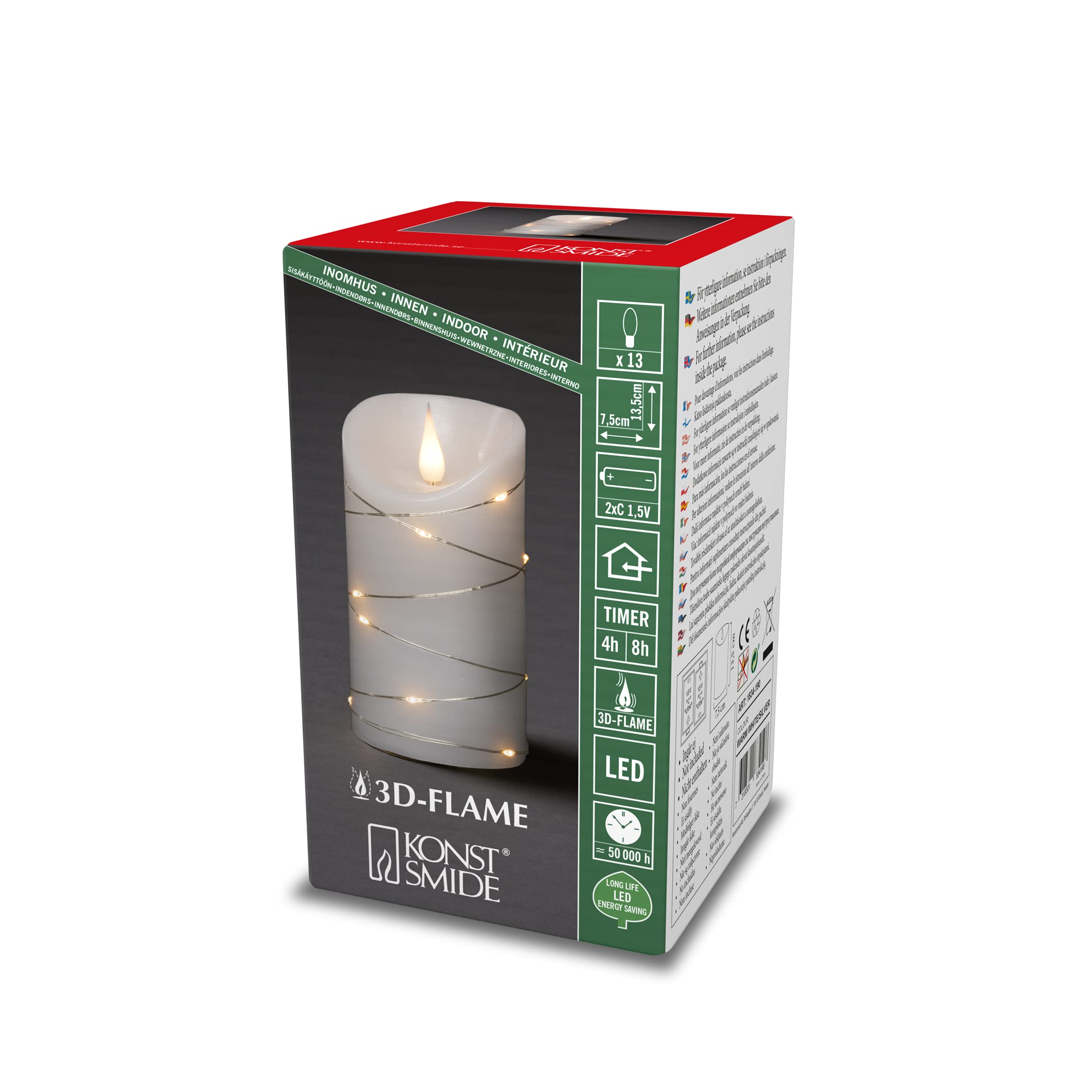 CFDECOR Candela LED Tremolante Con Telecomando E Timer – Effetto Fiamma 3D In Vera Cera, Diametro 3,5cm X Altezza 14cm, Avorio, A Batteria - 6